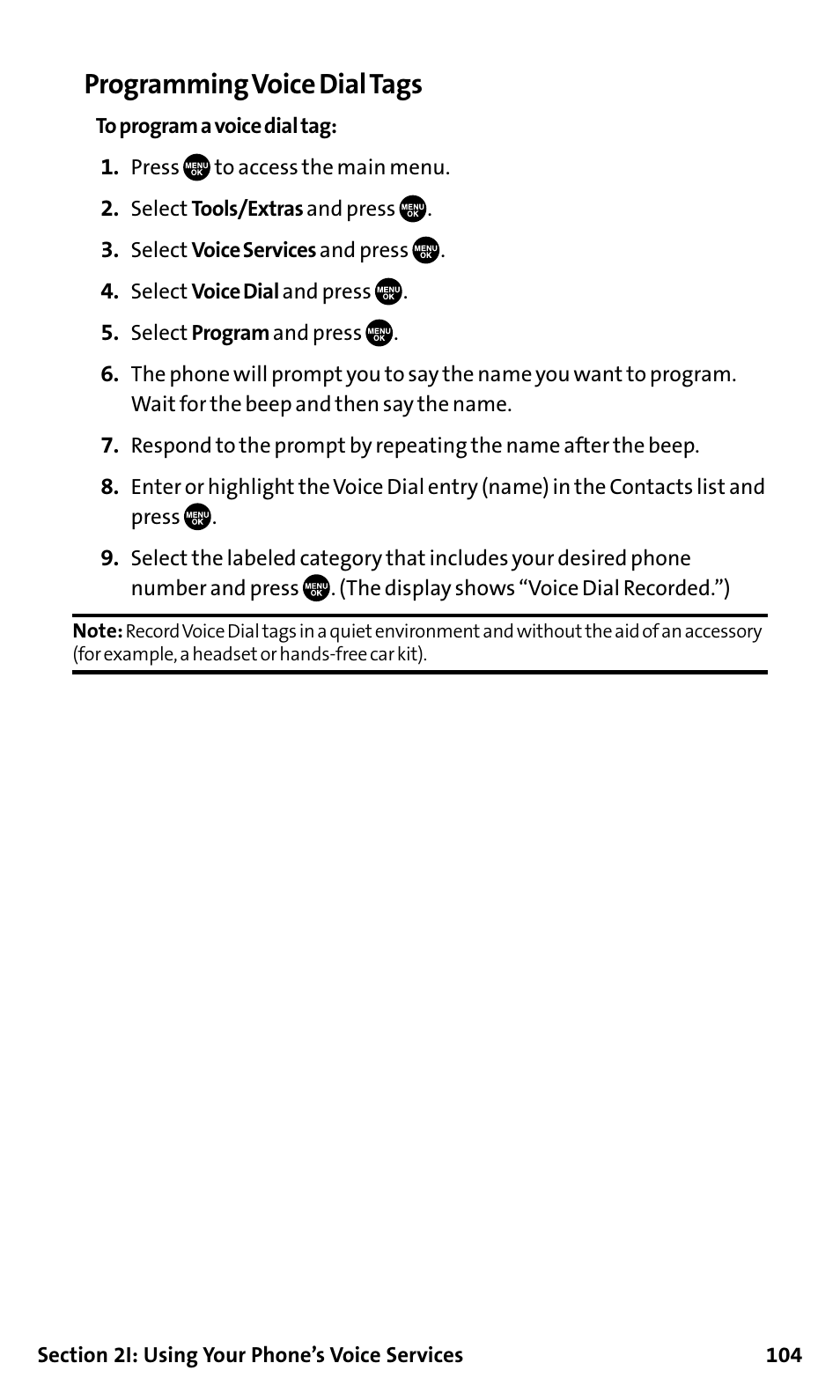 Programming voice dial tags | Sanyo SCP-200 User Manual | Page 110 / 182