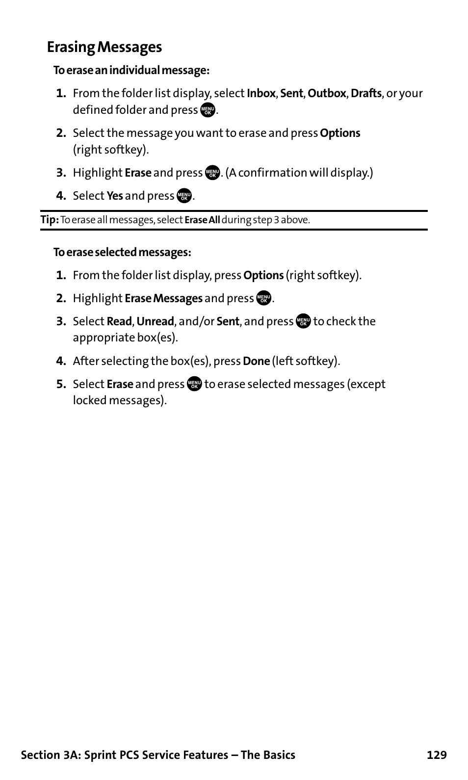 Erasing messages | Sanyo SCP-200 User Manual | Page 135 / 182