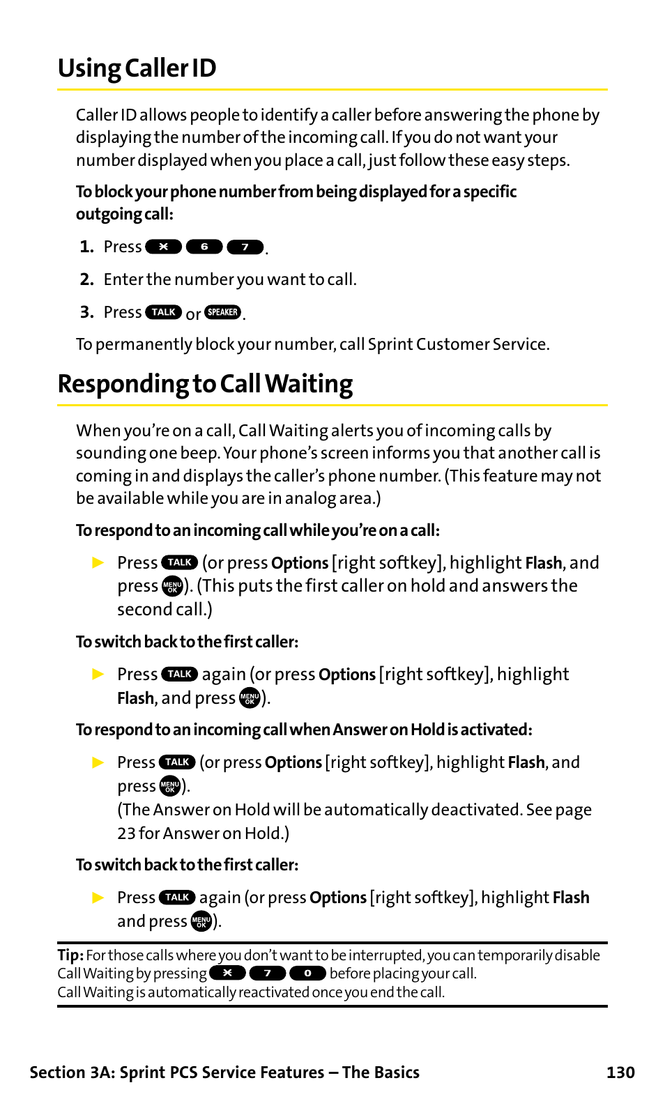 Using caller id, Responding to call waiting | Sanyo SCP-200 User Manual | Page 136 / 182