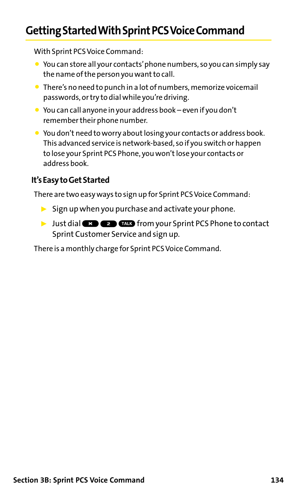 Getting started with sprint, Getting started with sprint pcs voice command, Getting started with sprintpcs voice command | It’s easy to get started | Sanyo SCP-200 User Manual | Page 140 / 182