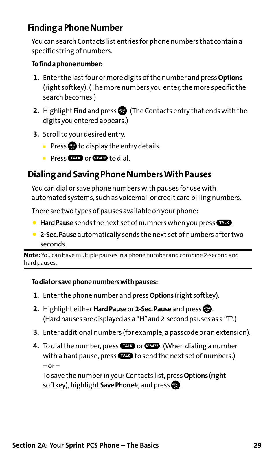 Finding a phone number, Dialing and saving phone numbers with pauses | Sanyo SCP-200 User Manual | Page 35 / 182