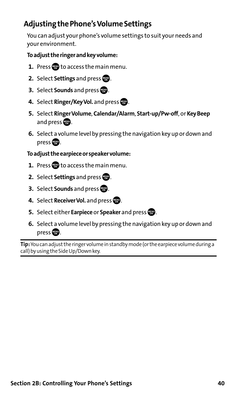 Adjusting the phone’s volume settings | Sanyo SCP-200 User Manual | Page 46 / 182