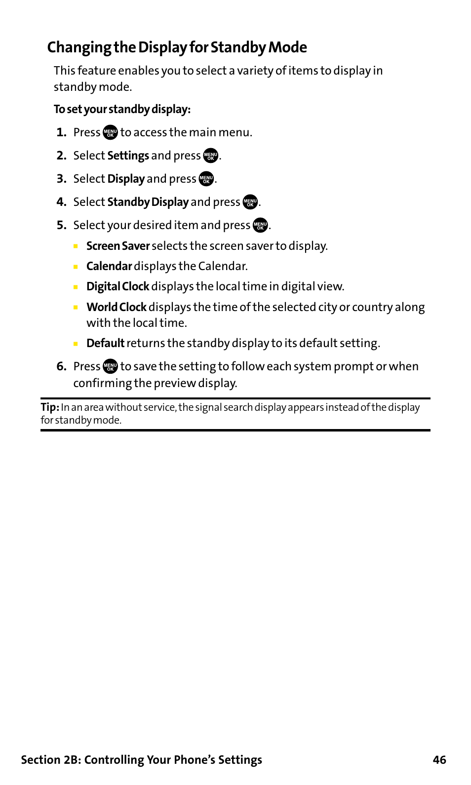 Changing the display for standby mode | Sanyo SCP-200 User Manual | Page 52 / 182