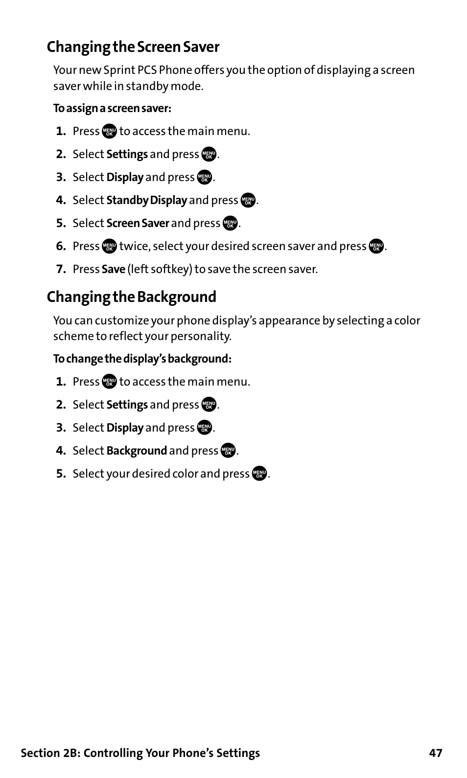 Changing the screen saver, Changing the background | Sanyo SCP-200 User Manual | Page 53 / 182