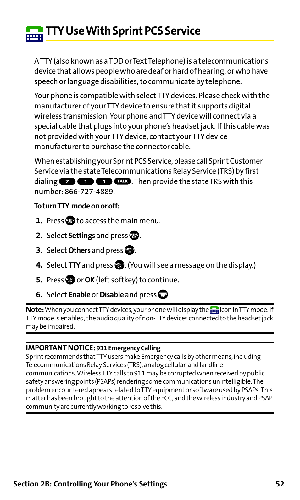 Tty use with sprint pcs service | Sanyo SCP-200 User Manual | Page 58 / 182