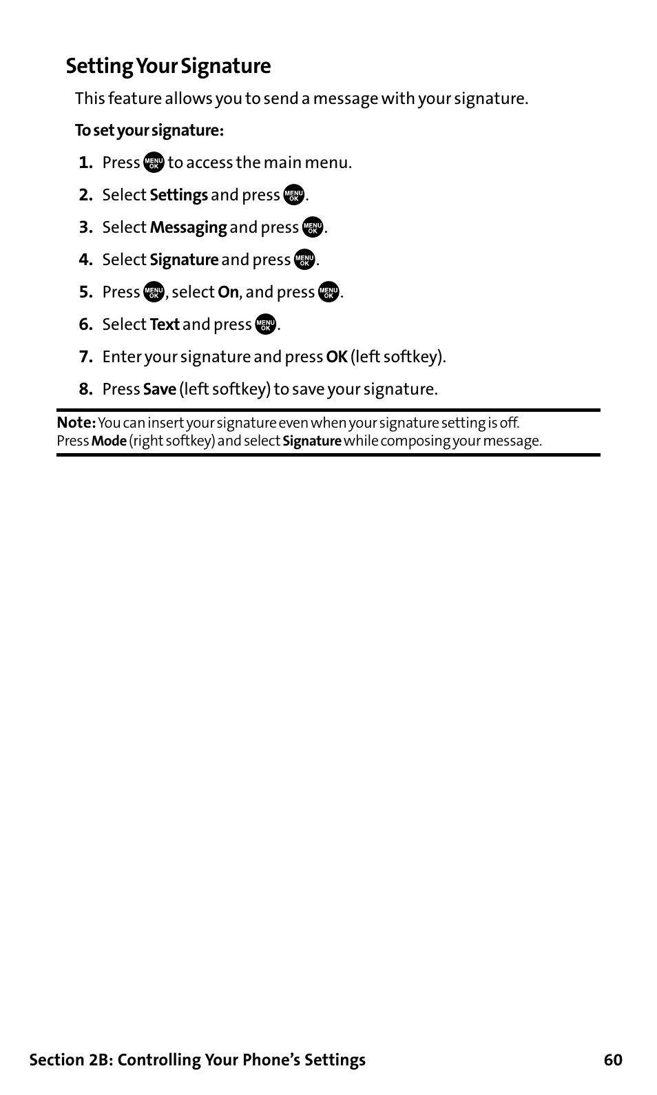 Setting your signature | Sanyo SCP-200 User Manual | Page 66 / 182
