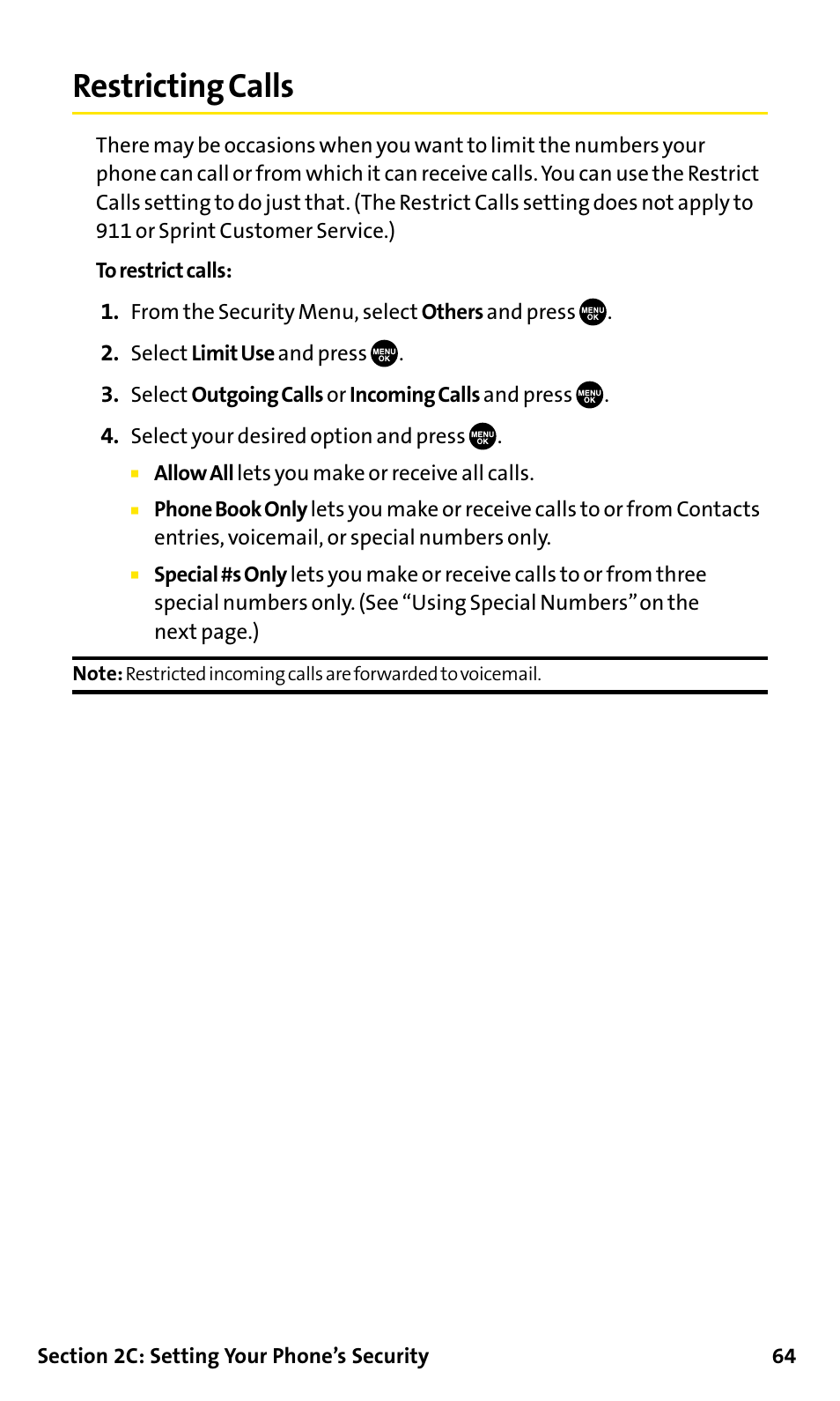 Restricting calls | Sanyo SCP-200 User Manual | Page 70 / 182