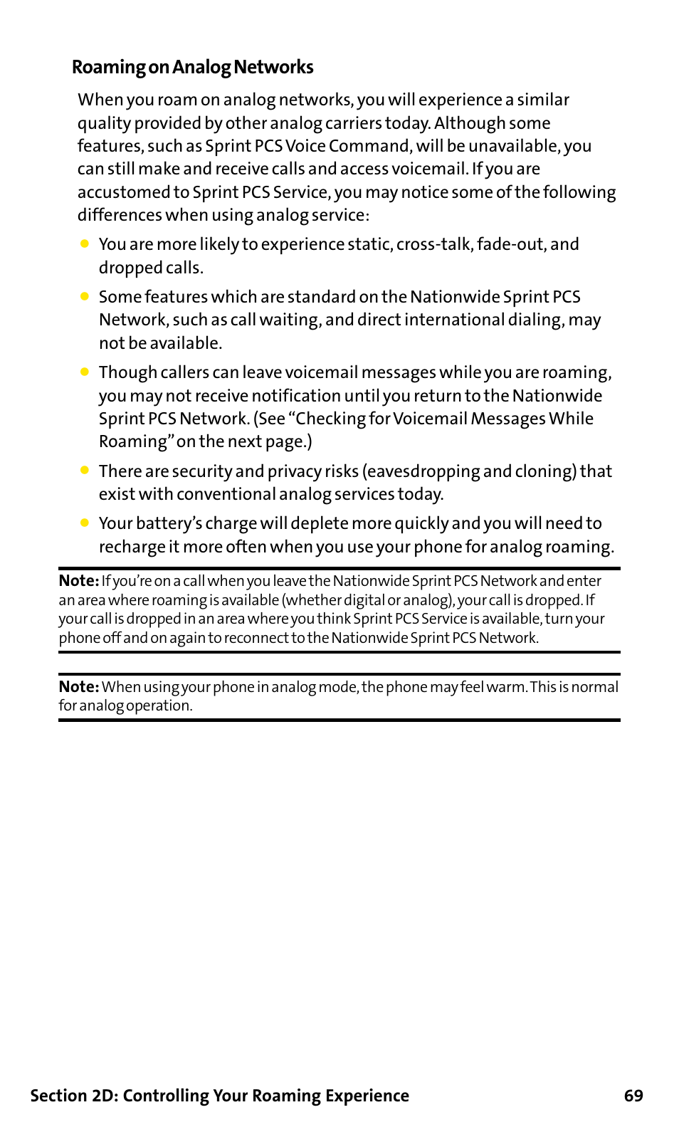 Roaming on analog networks | Sanyo SCP-200 User Manual | Page 75 / 182
