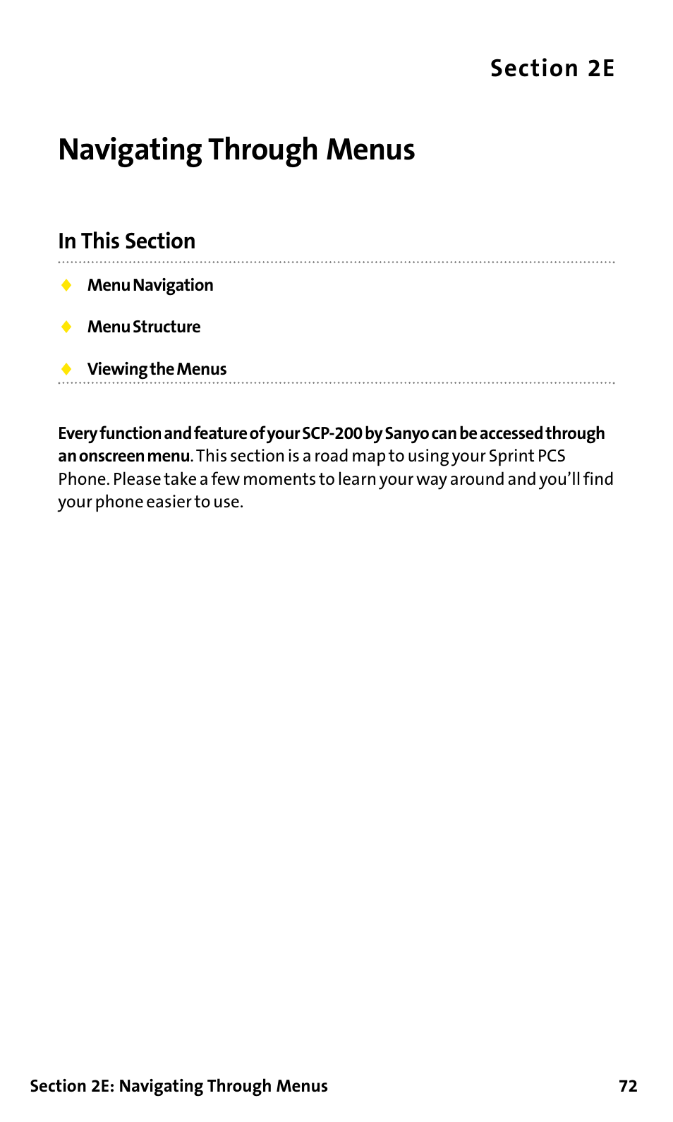 Navigating through menus | Sanyo SCP-200 User Manual | Page 78 / 182