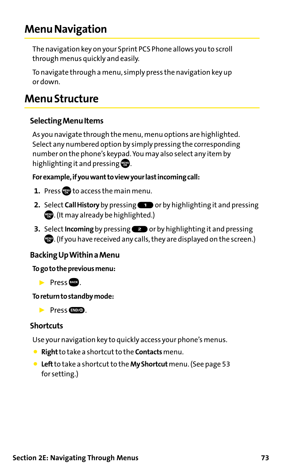 Menu navigation, Menu structure | Sanyo SCP-200 User Manual | Page 79 / 182