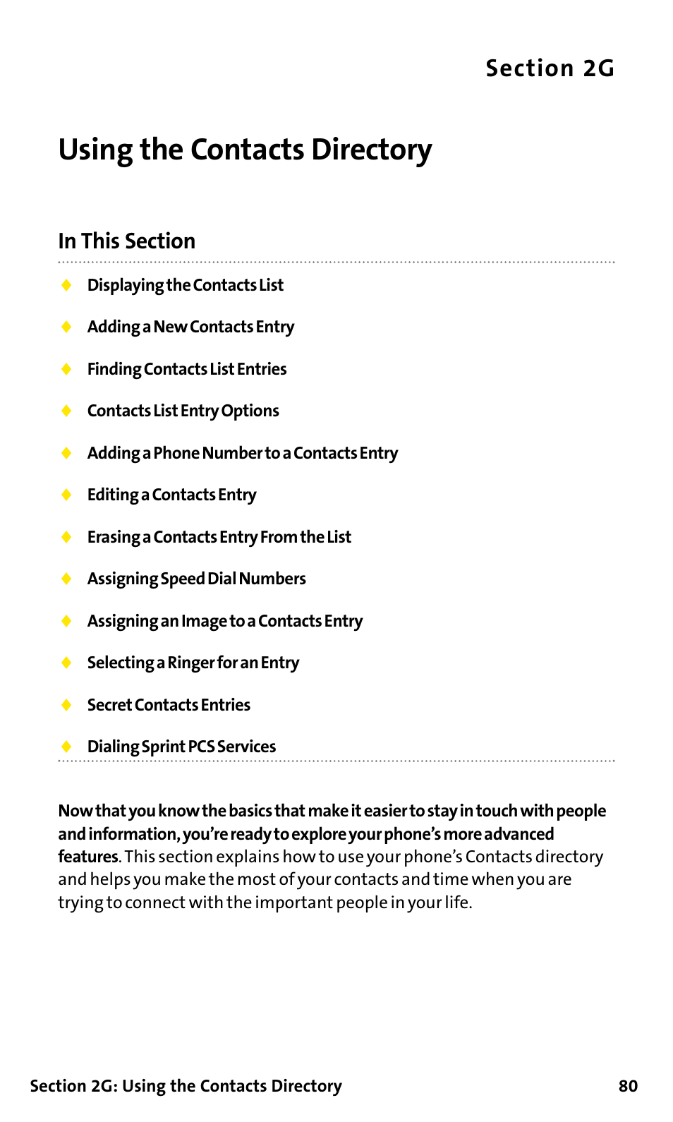 Using the contacts directory | Sanyo SCP-200 User Manual | Page 86 / 182