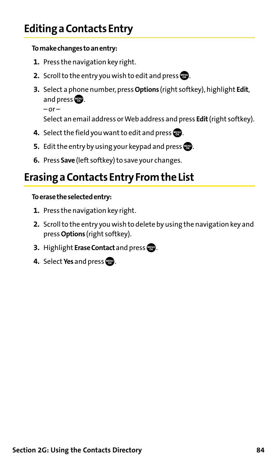 Editing a contacts entry, Erasing a contacts entry fro, Erasing a contacts entry from the list | Sanyo SCP-200 User Manual | Page 90 / 182