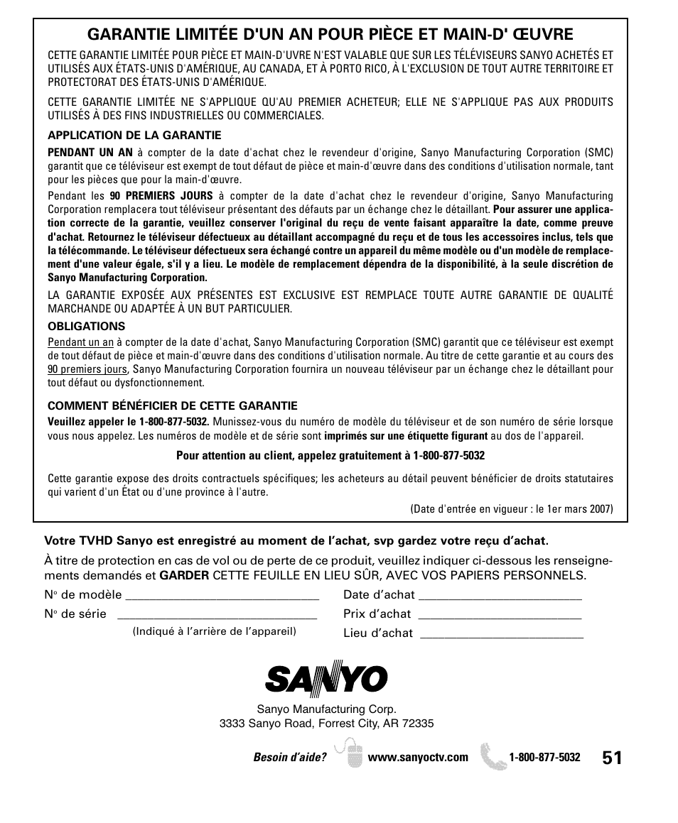 Sanyo DP42840 User Manual | Page 51 / 52