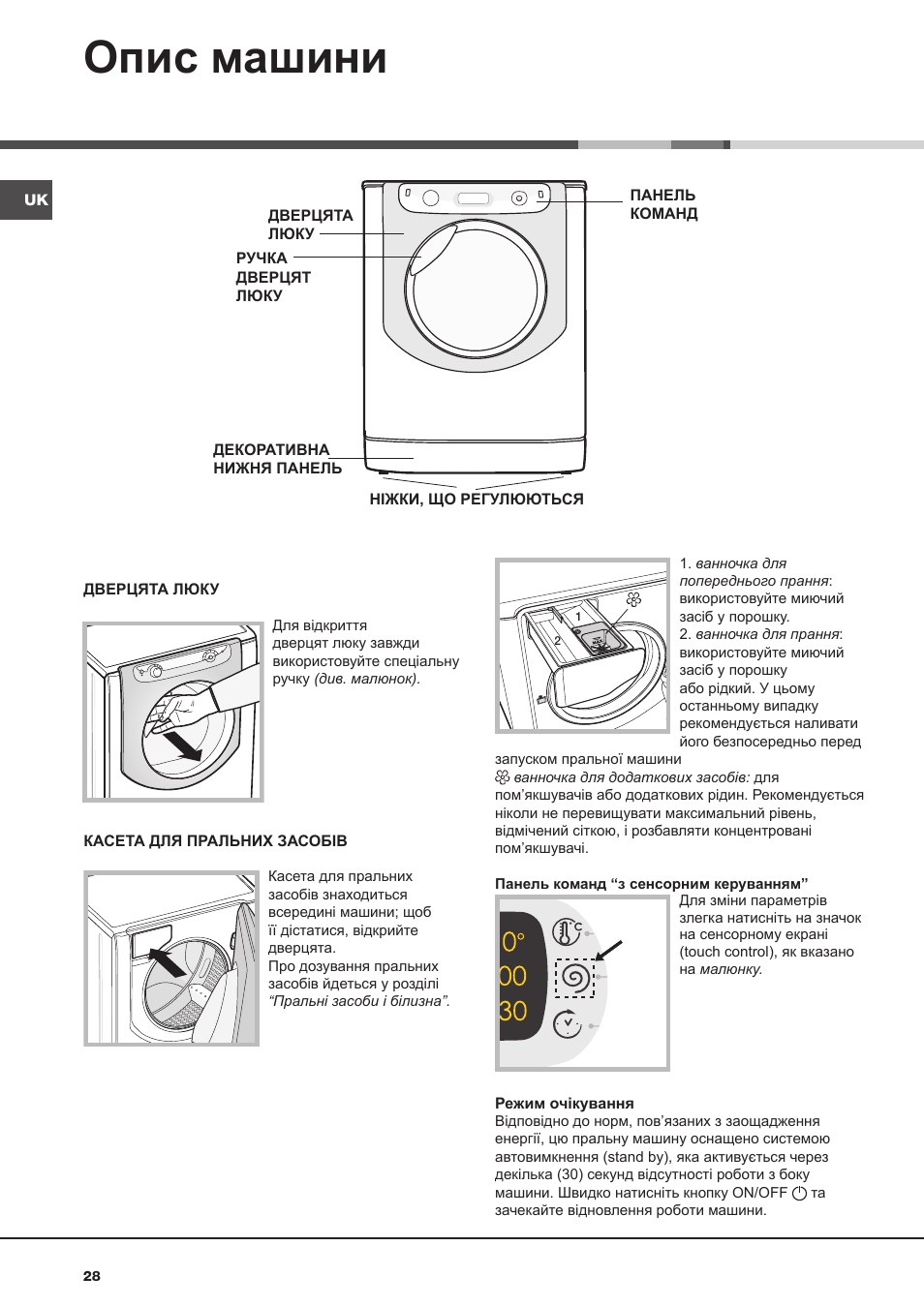 Опис машини | Hotpoint Ariston AQ9D 492 X User Manual | Page 28 / 60