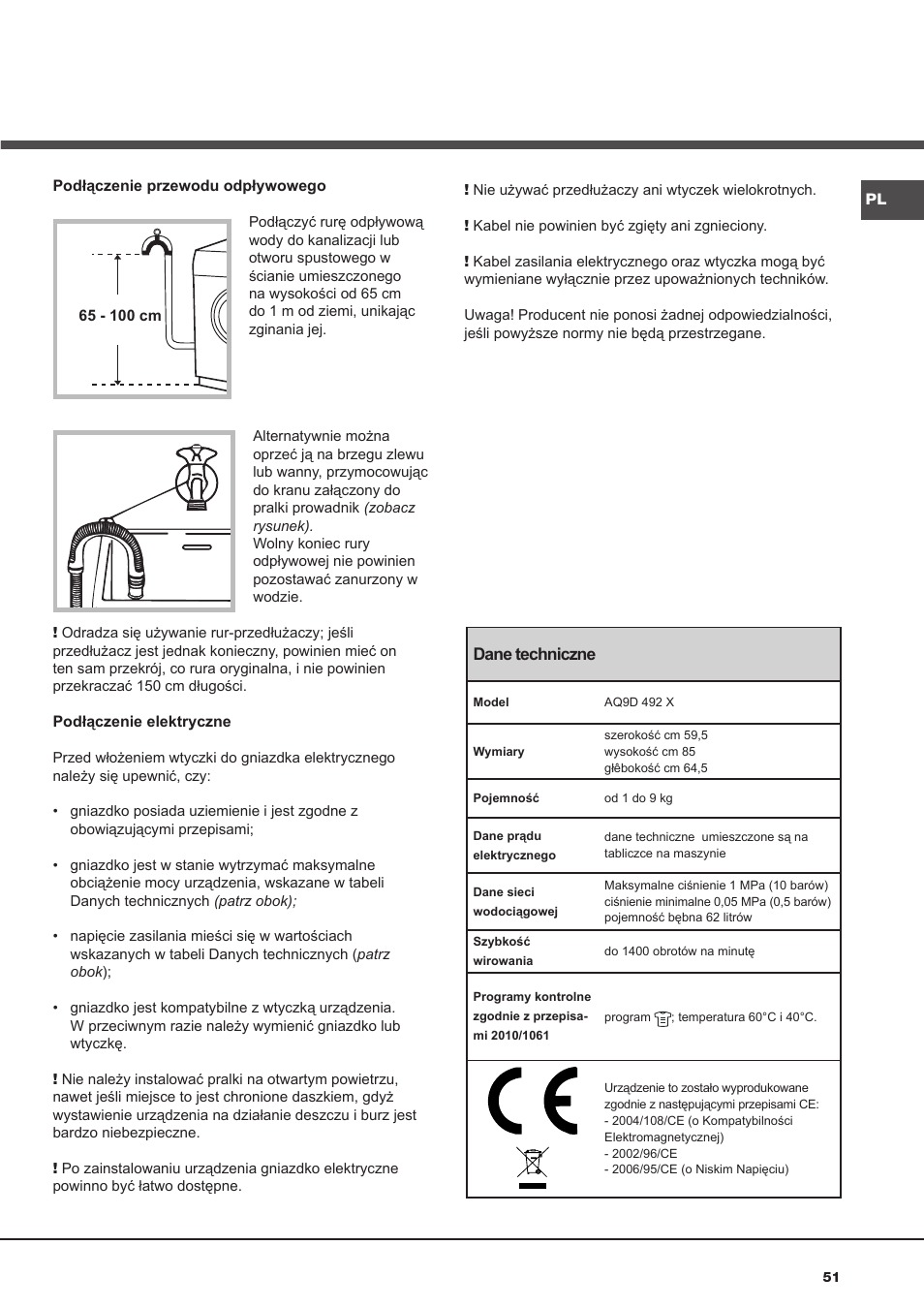 Hotpoint Ariston AQ9D 492 X User Manual | Page 51 / 60