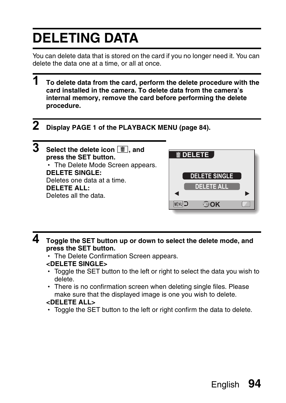Deleting data | Sanyo VPC-CG6EX User Manual | Page 108 / 202
