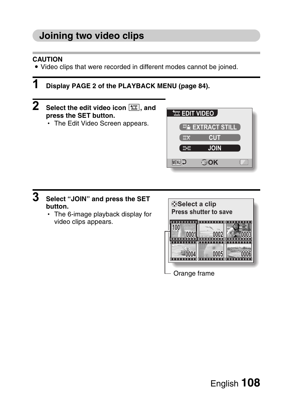 Joining two video clips | Sanyo VPC-CG6EX User Manual | Page 122 / 202