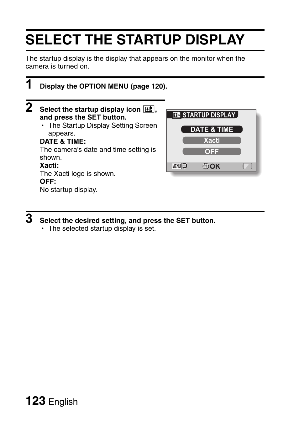 Select the startup display | Sanyo VPC-CG6EX User Manual | Page 137 / 202