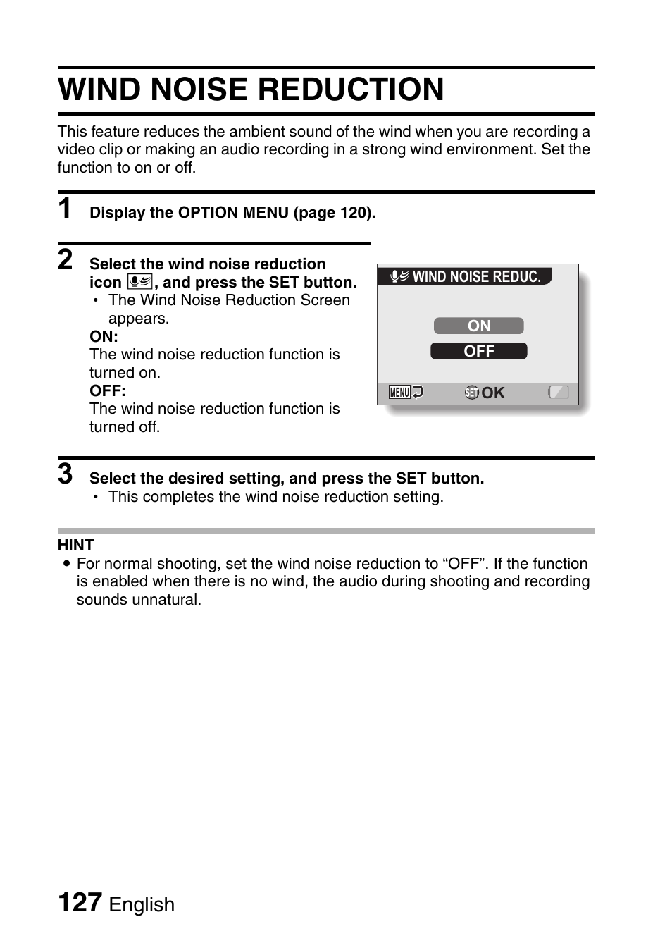 Wind noise reduction | Sanyo VPC-CG6EX User Manual | Page 141 / 202