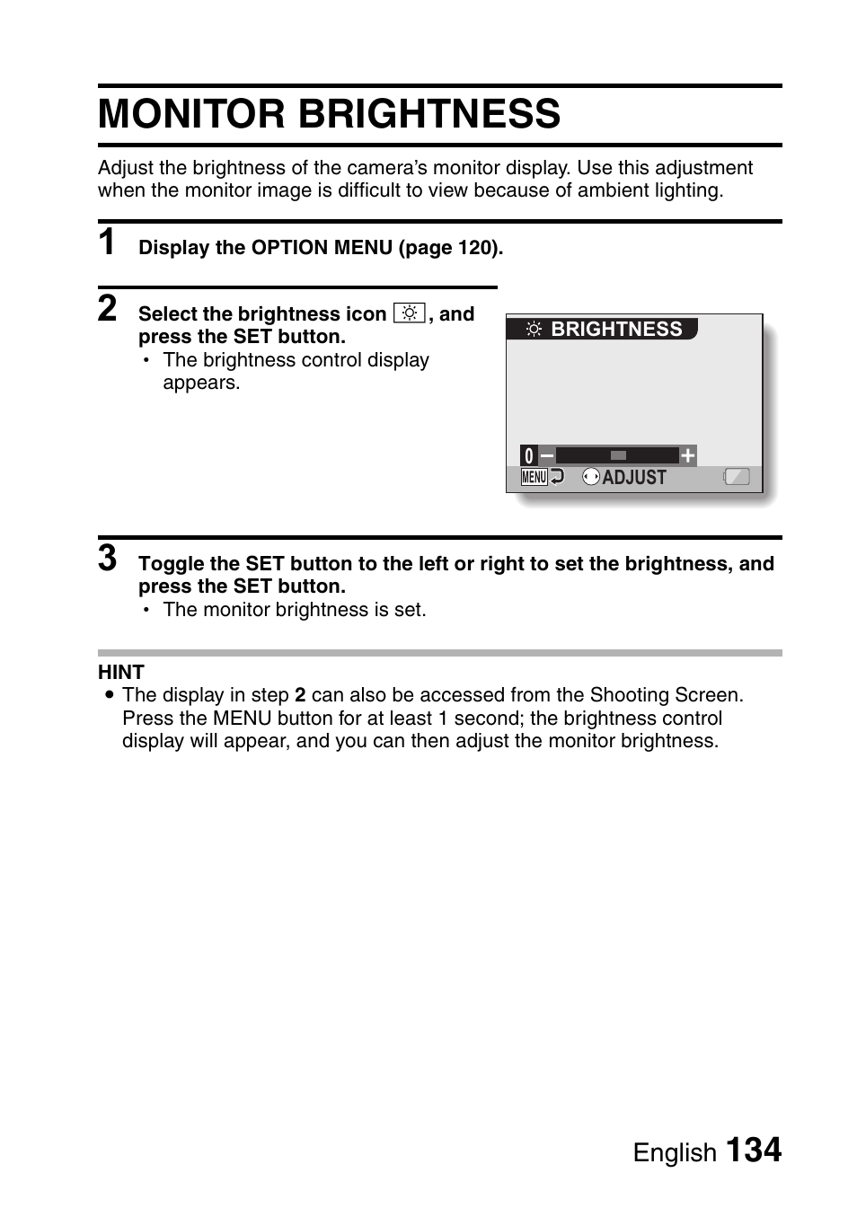 Monitor brightness | Sanyo VPC-CG6EX User Manual | Page 148 / 202