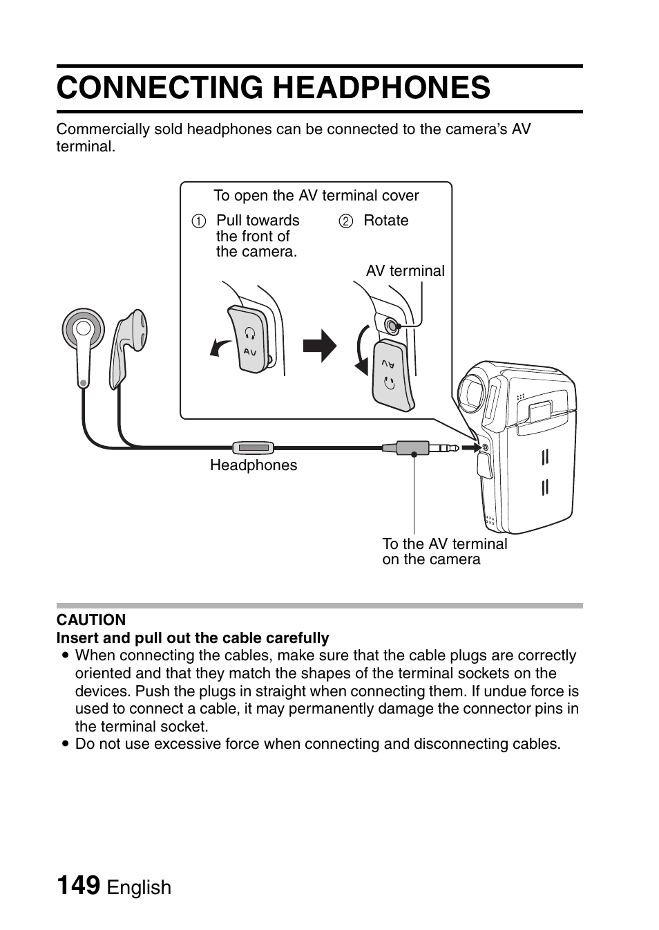 Connecting headphones, English | Sanyo VPC-CG6EX User Manual | Page 163 / 202