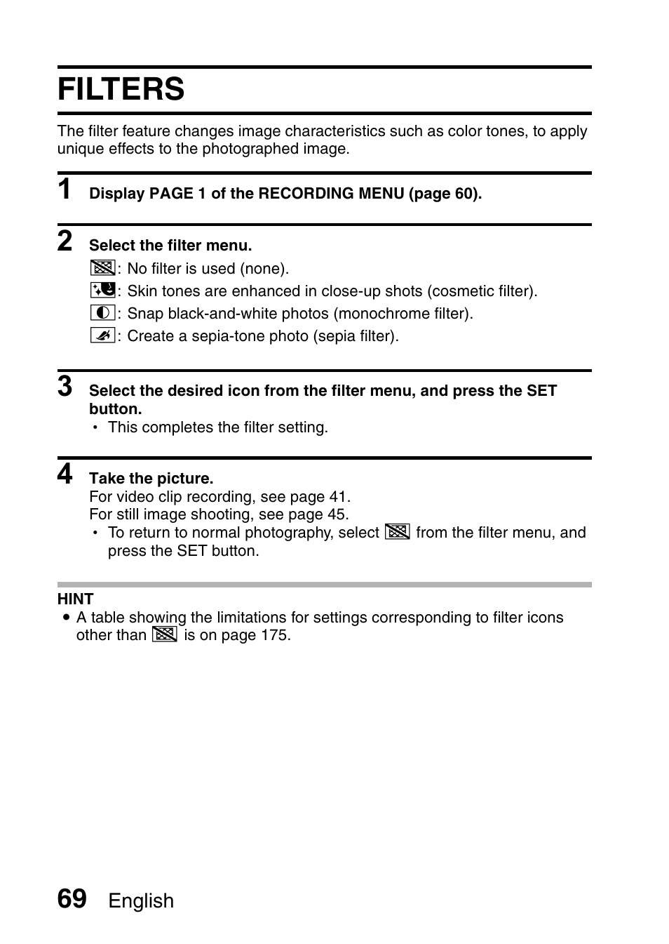 Filters | Sanyo VPC-CG6EX User Manual | Page 83 / 202