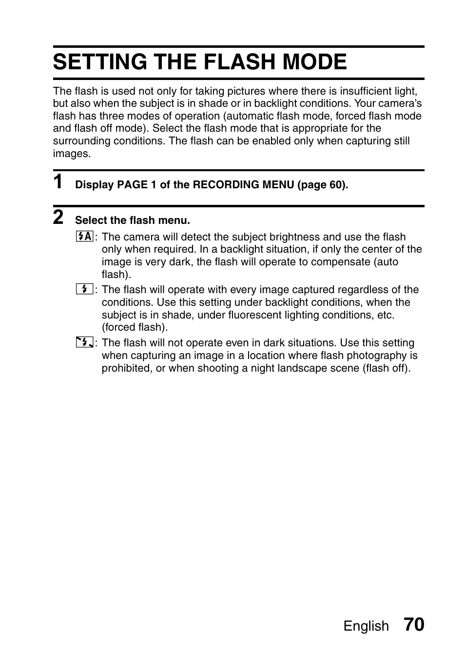 Setting the flash mode | Sanyo VPC-CG6EX User Manual | Page 84 / 202