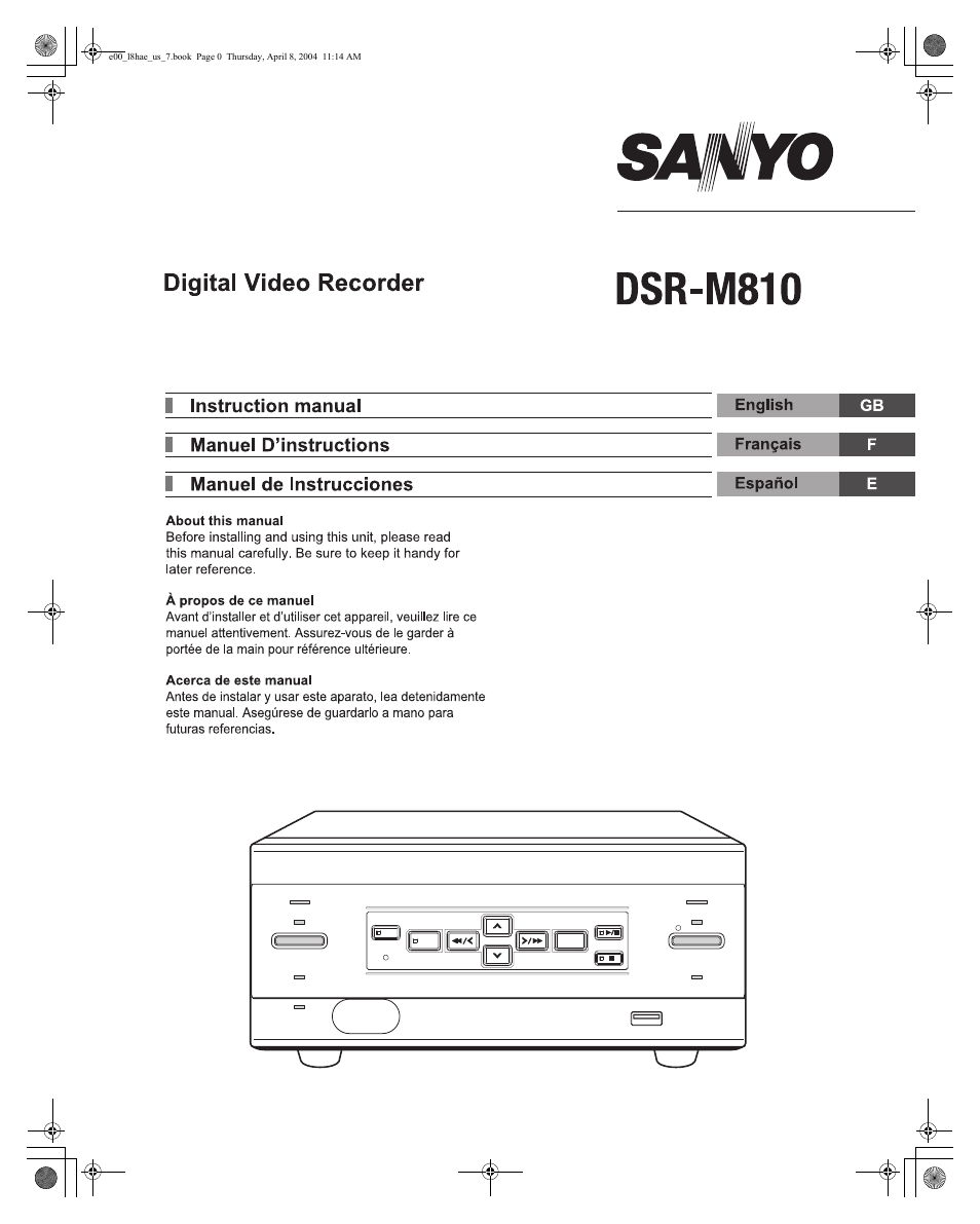 Sanyo DSR-M810 User Manual | 55 pages