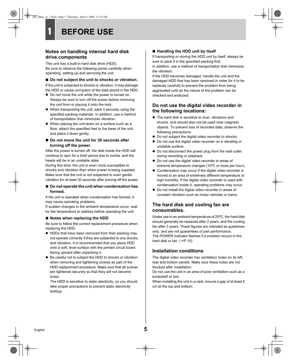 Before use | Sanyo DSR-M810 User Manual | Page 6 / 55