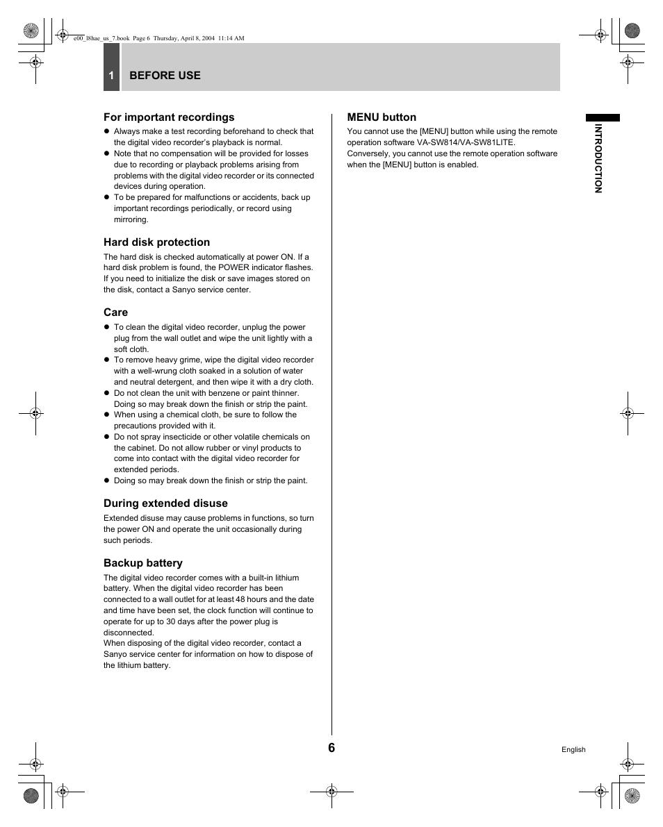 Sanyo DSR-M810 User Manual | Page 7 / 55