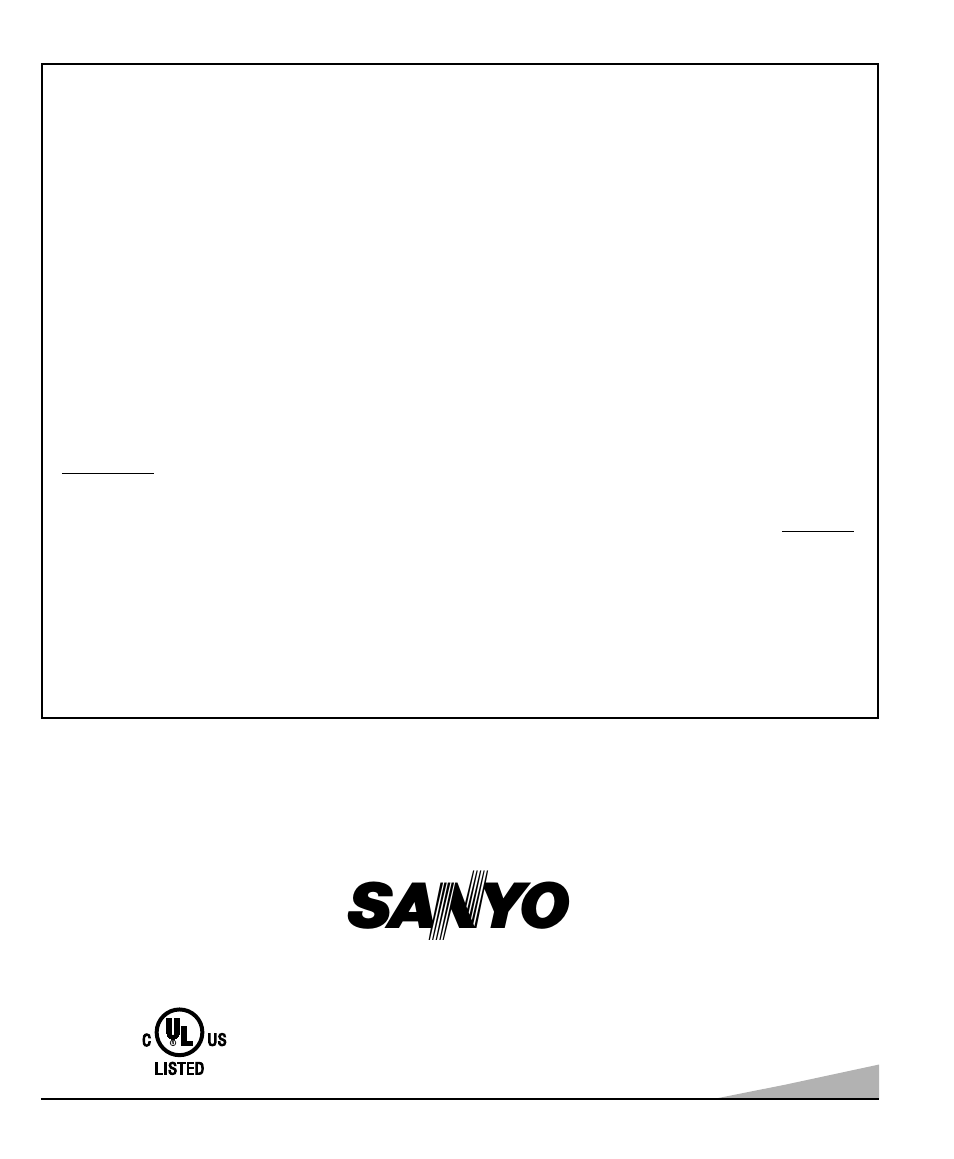 United states and canada warranty | Sanyo DS13320 User Manual | Page 17 / 52