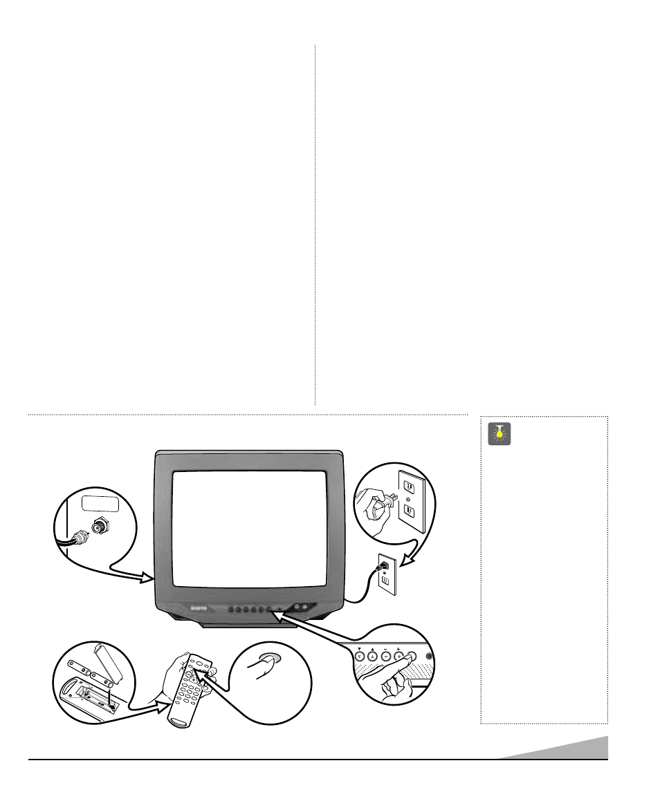 Basic setup, Specifications, Features | Quicktips, Front panel keys work like the remote control keys, Trilingual on-screen menu, Automatic channel search, Auto shut off, Closed-captioning/quikcap, Auto flesh tones | Sanyo DS13320 User Manual | Page 3 / 52