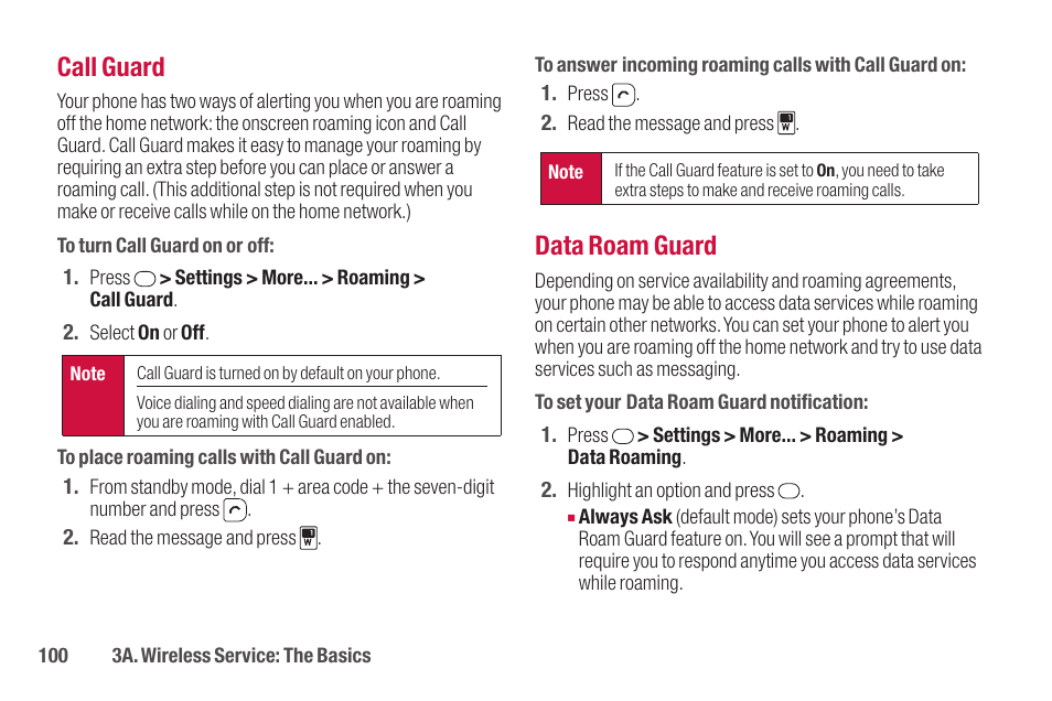 Call guard, Data roam guard | Sanyo SCP-2700 User Manual | Page 112 / 139