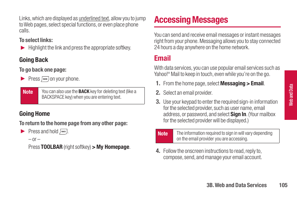 Accessing messages, Email | Sanyo SCP-2700 User Manual | Page 117 / 139