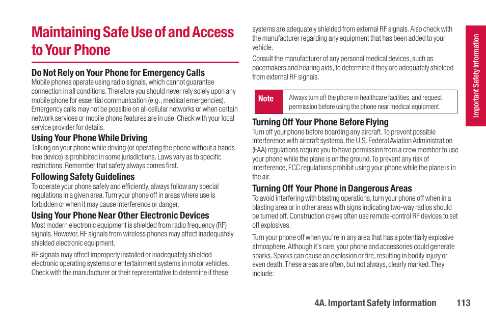Maintaining safe use of and access to your phone | Sanyo SCP-2700 User Manual | Page 125 / 139