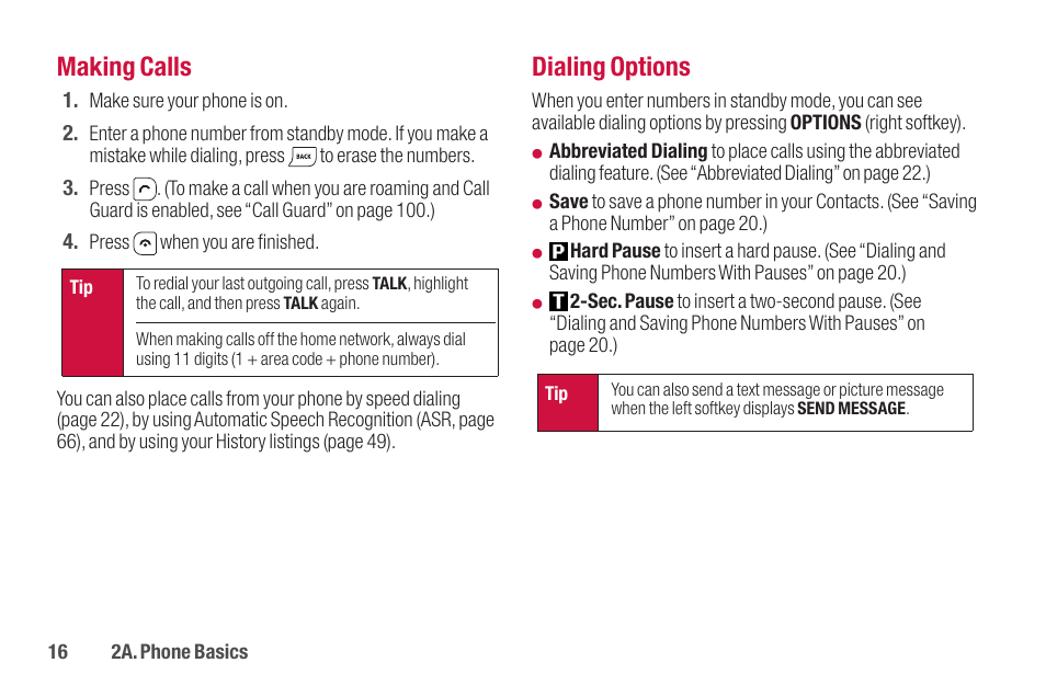 Making calls, Dialing options | Sanyo SCP-2700 User Manual | Page 28 / 139