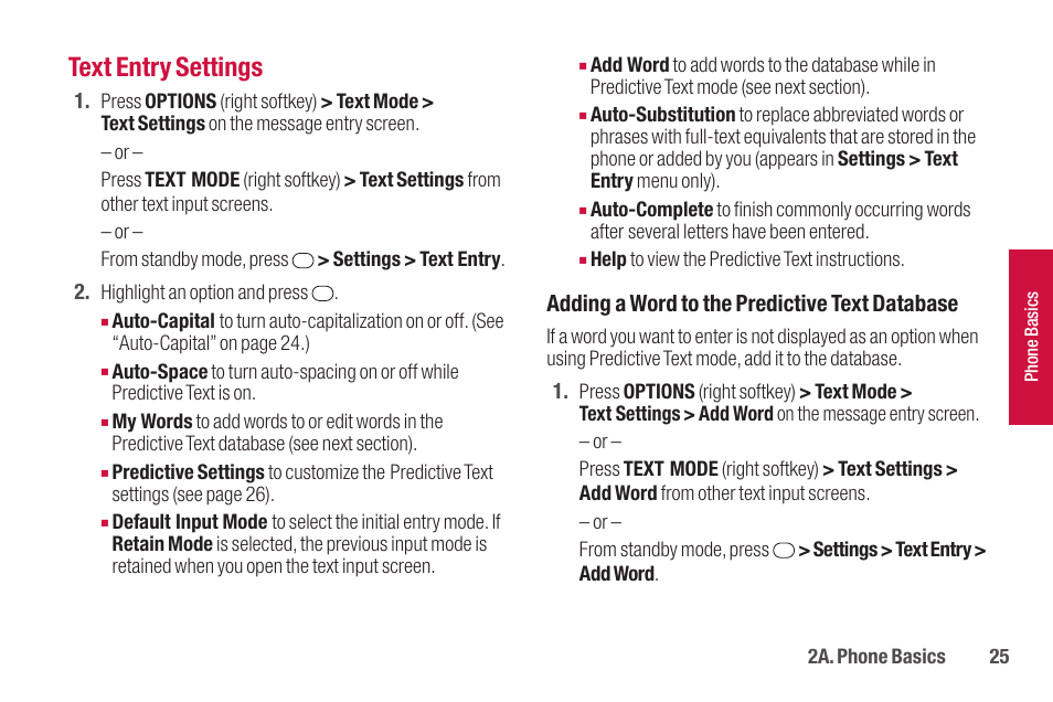 Text entry settings | Sanyo SCP-2700 User Manual | Page 37 / 139