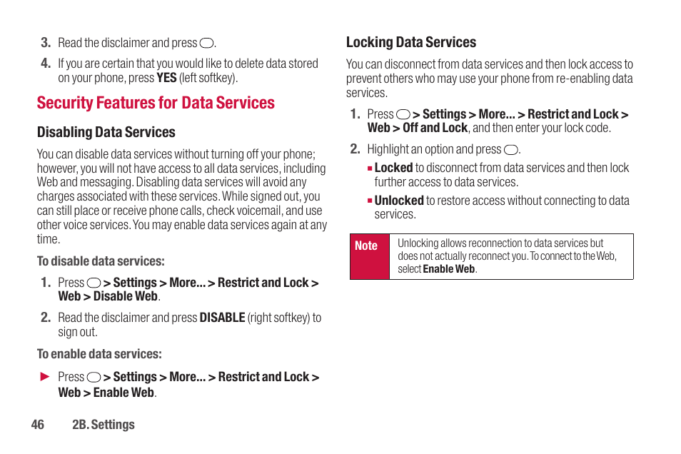 Security features for data services | Sanyo SCP-2700 User Manual | Page 58 / 139