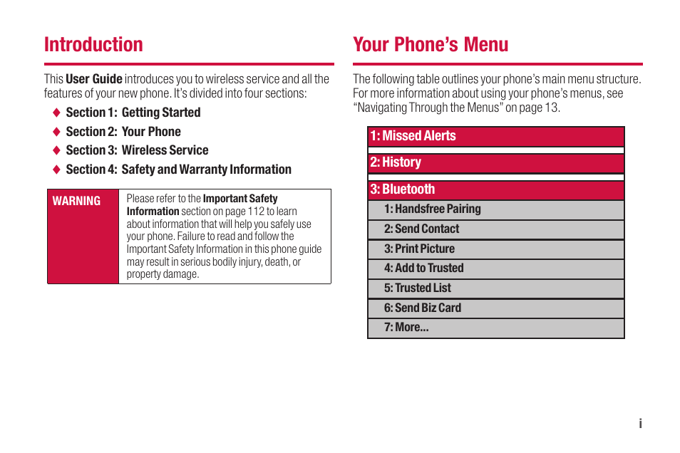 Introduction, Your phone’s menu | Sanyo SCP-2700 User Manual | Page 7 / 139