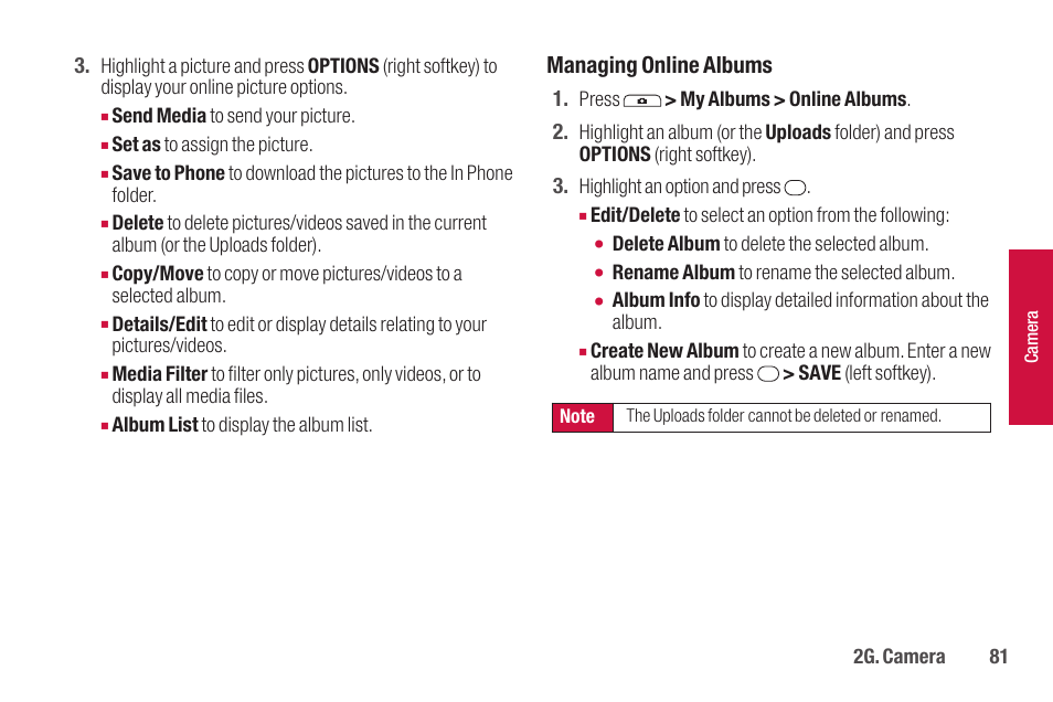 Managing online albums | Sanyo SCP-2700 User Manual | Page 93 / 139