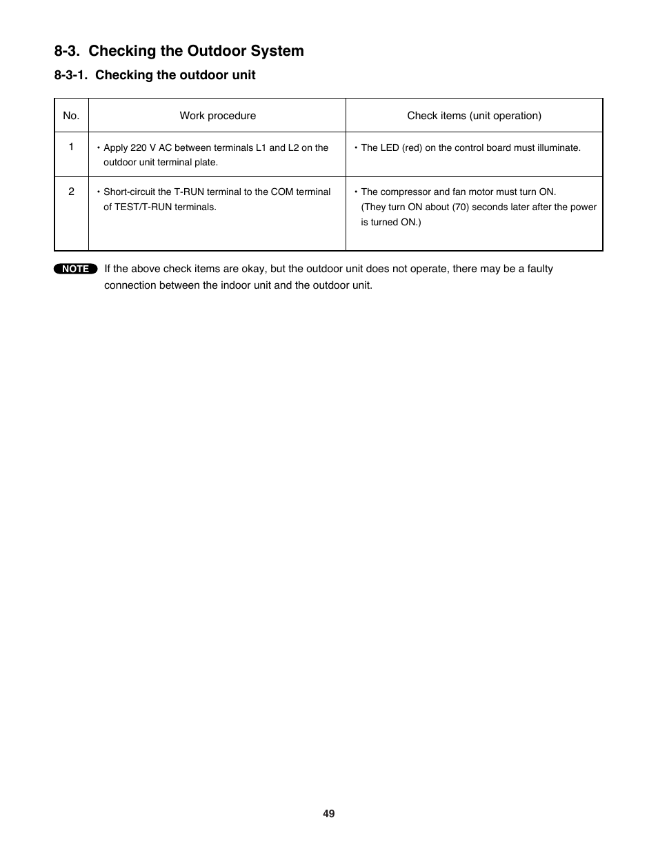 3. checking the outdoor system | Sanyo CM1972 User Manual | Page 49 / 99