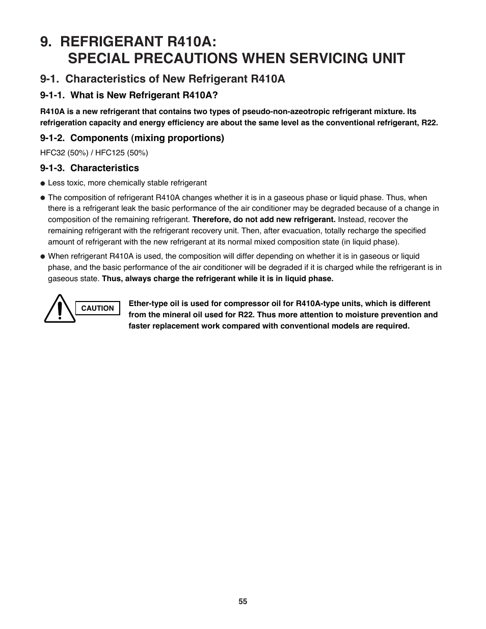 1. characteristics of new refrigerant r410a | Sanyo CM1972 User Manual | Page 55 / 99