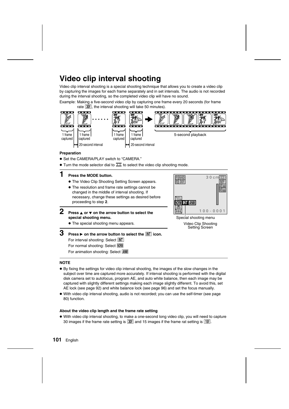 Video clip interval shooting | Sanyo IDC-1000ZU User Manual | Page 102 / 175