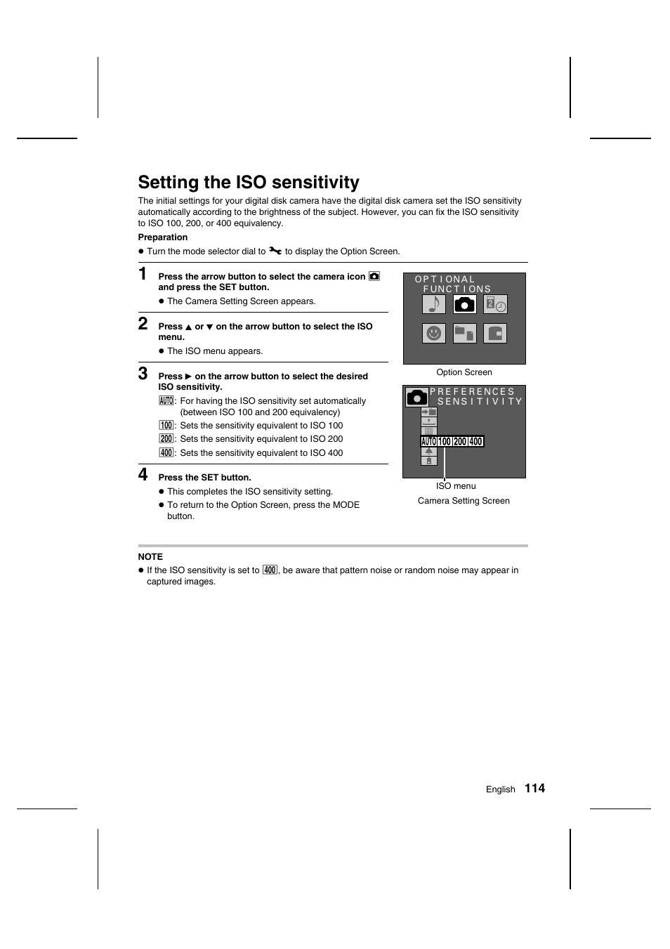 Setting the iso sensitivity | Sanyo IDC-1000ZU User Manual | Page 115 / 175