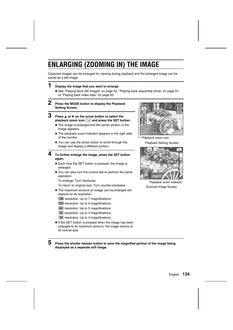 Enlarging (zooming in) the image | Sanyo IDC-1000ZU User Manual | Page 135 / 175