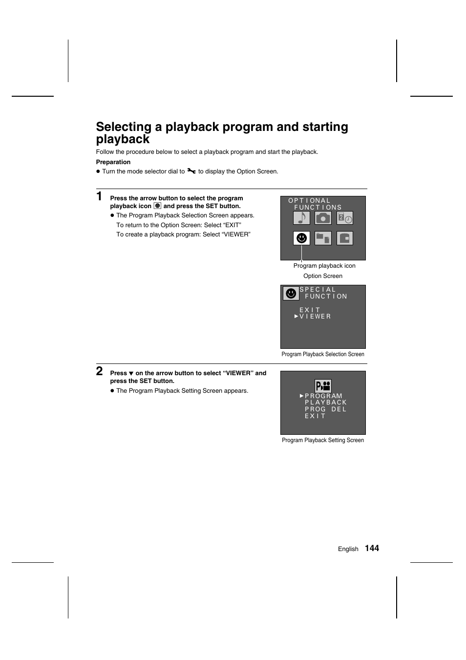 Selecting a playback program and starting playback | Sanyo IDC-1000ZU User Manual | Page 145 / 175