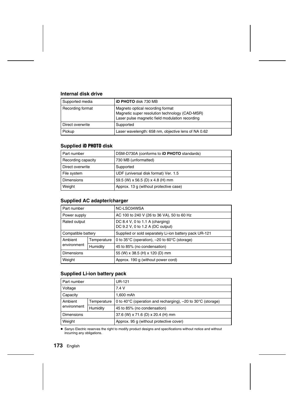 Sanyo IDC-1000ZU User Manual | Page 174 / 175