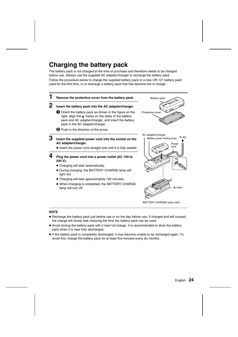 Charging the battery pack | Sanyo IDC-1000ZU User Manual | Page 25 / 175