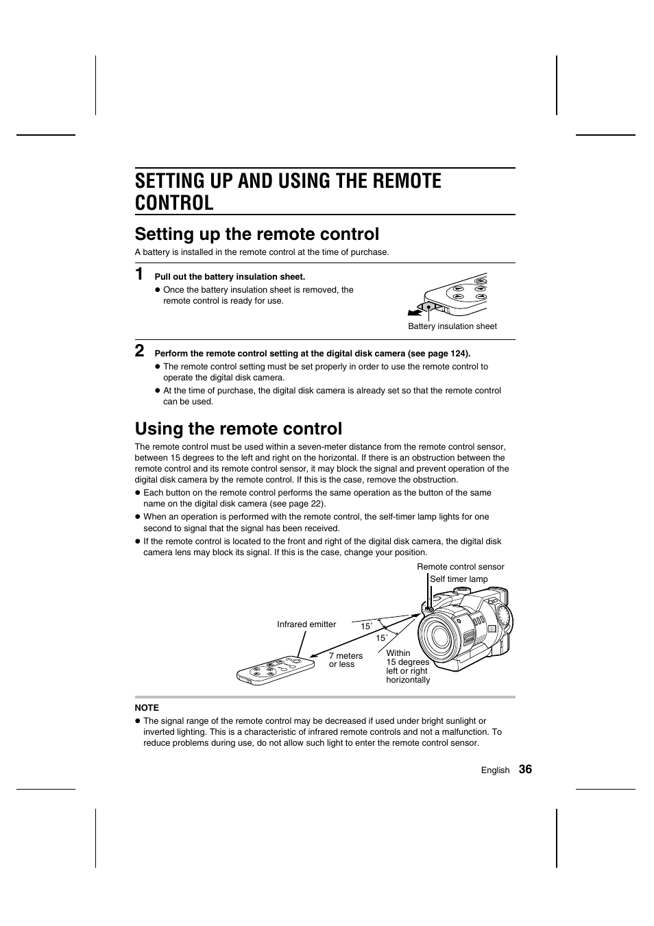 Setting up and using the remote control, Setting up the remote control, Using the remote control | Sanyo IDC-1000ZU User Manual | Page 37 / 175
