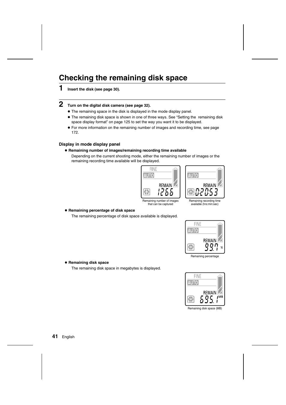 Checking the remaining disk space 1 | Sanyo IDC-1000ZU User Manual | Page 42 / 175